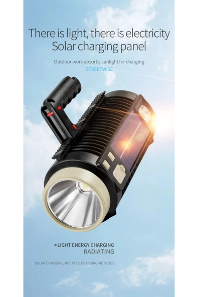 Janva Solar EL Feneri Prekejtör Sinek cız powerbanklı usb şarj lamba ışıldak çakarlı 5170 - Resim 5