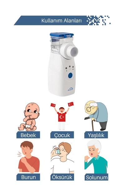 AC-4030 Şarjlı Mesh Nebulizatör Maske ve Ağızlık Hediyeli - Resim 2