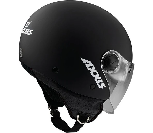 Axxıs Square S Solid A1 Matt Black Yarım Motosiklet Kaskı - Resim 3