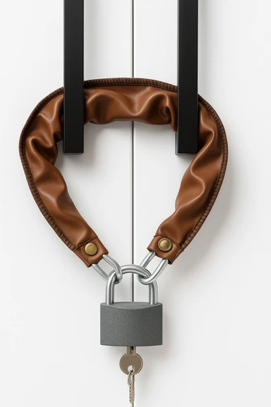 Vi Caro kahverengi deri kılıflı Zincirli Kilit Yurt Spor Salonu Dolap Kilidi Dayanıklı Asma Kilit 32 cm - Resim 2