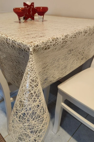 Krem Ithal Pvc Muşamba - Desenli Silinebilir Masa Örtüsü ürün görseli