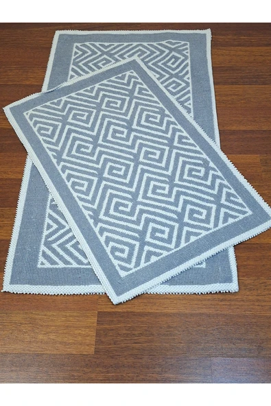 2 Li Bukle Banyo Takımı [pamuklu Bukle] Mavi - Resim 3