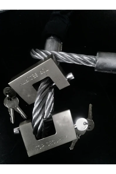 Vi Caro 1.5 Metre 16 mm Kalınlık Kesilmez Çelik 2 Kilitli Halat Motorsiklet Zincir Kilit ürün görseli