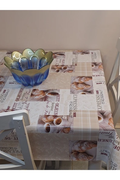 Elyaflı Pvc Muşamba - Desenli Silinebilir Masa Örtüsü ( KAHVE) - Resim 12