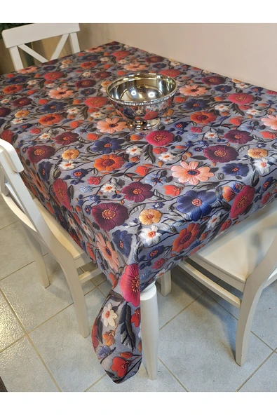 KUMAŞ DOKULU TABANI SİLİKONLU YIKANABİLİR SİLİNEBİLİR ÜTÜLENEBİLİR KAYMAZ DEKORATİF MASA ÖRTÜSÜ - Resim 9
