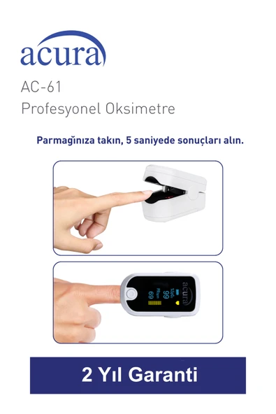 AC-61 ÜTS Kayıtlı, OLED Ekranlı Profesyonel Pulse Oksimetre - Resim 3