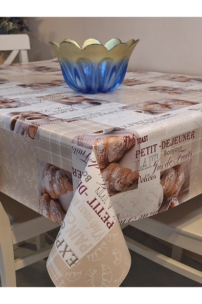 Elyaflı Pvc Muşamba - Desenli Silinebilir Masa Örtüsü ( KAHVE) - Resim 9