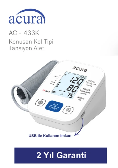 AC-433K Geniş Ekranlı Türkçe Konuşan Tansiyon Aleti - Resim 3