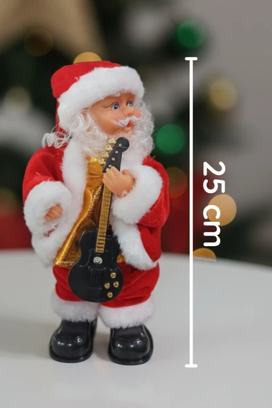 Yılbaşı Süsü Dans Eden Şarkı Söyleyen Noel Baba Biblo Figür 25cm - Aksesuarları ile ürün görseli