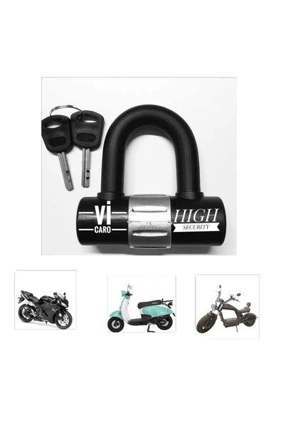 Vi Caro 781mv 12x11 Cm Boy 16mm Çapında Motosiklet Disk Kilidi Kelepçeli Çelik U-bar ürün görseli