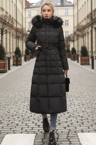 Günlük Kışlık Tam Boy Kadın Şişme Mont - Resim 3