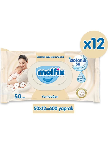 Molfix İzotonik Sulu Islak Mendil Yenidoğan 600 Adet ürün görseli 1