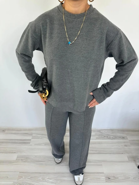 Kadın Dokuma Eşofman Takımı Antrasit - Resim 7