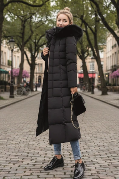 Günlük Kışlık Tam Boy Kadın Şişme Mont ürün görseli