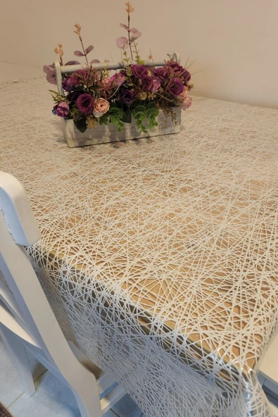 Beyaz Ithal Pvc Muşamba - Desenli Silinebilir Masa Örtüsü - Resim 2