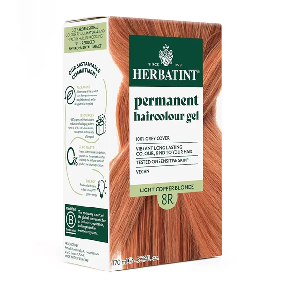 Herbatint Bitkisel Özlü Kalıcı Saç Boyası | Açık Bakır Kumral (Light Copper Blonde 8R) 170 ml ürün görseli