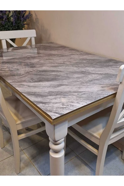 Kalın PVC Masa Koruyucu – 1.2 mm Mika Örtü, 80 cm En, Mermer Desen - Resim 12