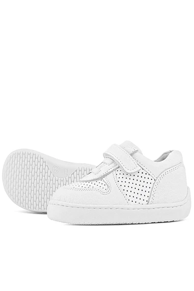 Rakerplus Bob Hakiki Deri Beyaz Barefoot Beyaz Tabanlı Cırtlı Bebek Sneaker Ayakkabı - Resim 7