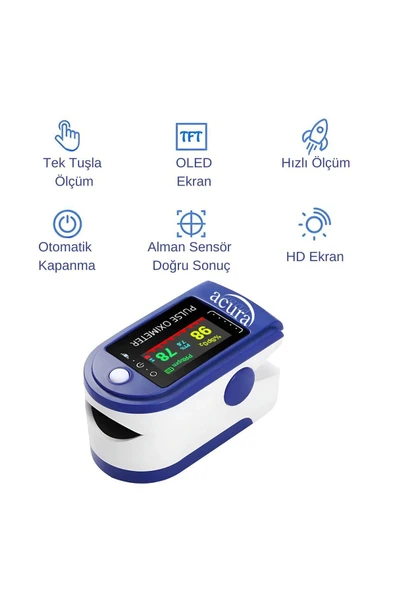 AC-60 Oksimetre OLED Ekranlı Nabız ve Oksijen Ölçer - Resim 4