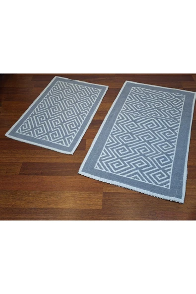 2 Li Bukle Banyo Takımı [pamuklu Bukle] Mavi - Resim 2