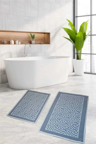 2 Li Bukle Banyo Takımı [pamuklu Bukle] Mavi ürün görseli