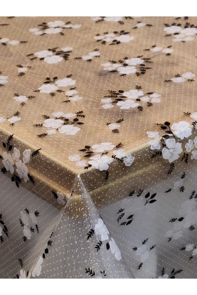 Şeffaf 0.018 Mm Pvc Muşamba - Desenli Silinebilir Şeffaf Masa Örtüsü - Resim 6