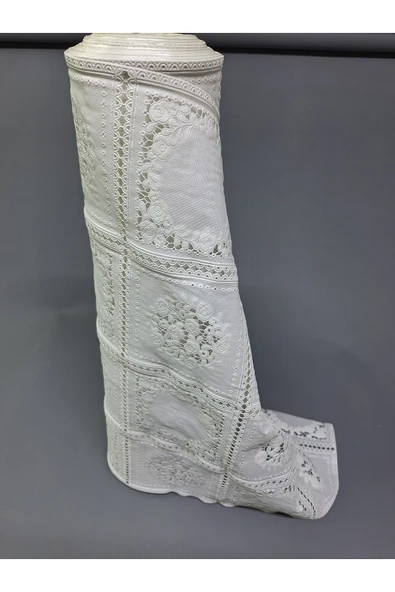 PVC KÜPÜR DANTEL RAF VE DOLAP ÖRTÜSÜ RUNNER  (BEYAZ) - Resim 4