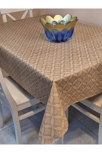 Elyaflı Pvc Muşamba - Desenli Silinebilir Masa Örtüsü (KAHVERENĞİ) - Resim 2
