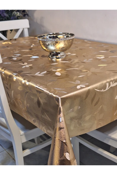 GOLD  PARLAK SİLİNEBİLİR MASA ÖRTÜSÜ - ELYAFLI PVC MUŞAMBA ürün görseli