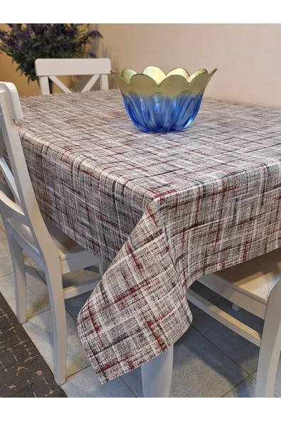 Elyaflı Pvc Muşamba - Desenli Silinebilir Masa Örtüsü ( AÇIK KAHVE ) - Resim 8