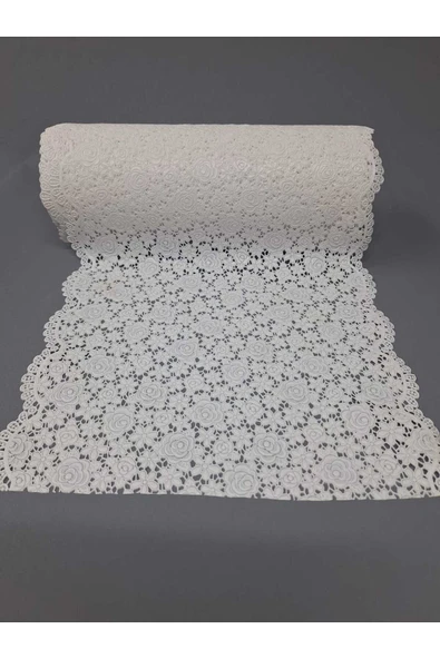 Pvc Küpür Dantel Raf Ve Dolap Örtüsü Runner Beyaz 35 Cm Eninde - Resim 2