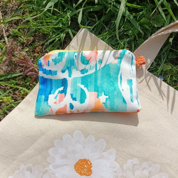 Utterly Good Papatyalı Bez Çanta Seti  Roller Kalem Hediyeli  Bez Çanta  Bez Kalemlik  Bez Cüzdan - Resim 4