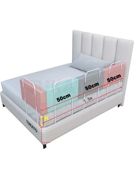 HouseLab Ayarlanabilir Çocuk Yatak Rayı Koruması, Taşınabilir Güvenlik Köpüğü Bariyeri, Tek ve Çift Kişilik Yataklar için Yumuşak Pamuk Koruyucu, Çelik Destek, Düşmeyi Önleyici, - Resim 2