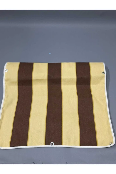 67 x 100 cm Kahve Krem  Çizğili  Kumaş Balkon Brandası  Kenarları Biye Dikişli ürün görseli
