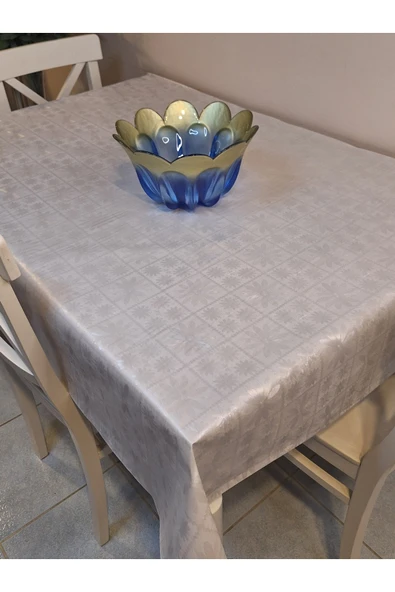 Elyaflı Pvc Muşamba - Desenli Silinebilir Masa Örtüsü ( GRİ) - Resim 3