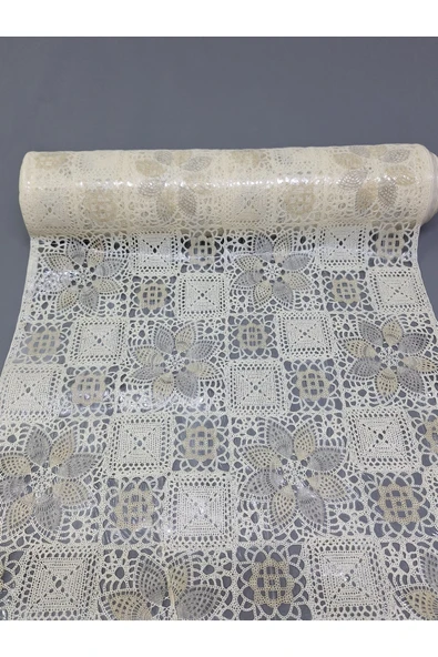 PVC KÜPÜR DANTEL RAF VE DOLAP ÖRTÜSÜ RUNNER  (KREM) ürün görseli
