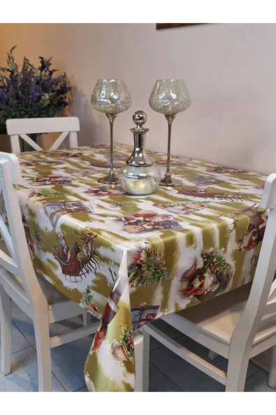 Yeni Yıl Desenli Elyaflı PVC Masa Örtüsü – Silinebilir ve Su Geçirmez Muşamba ürün görseli