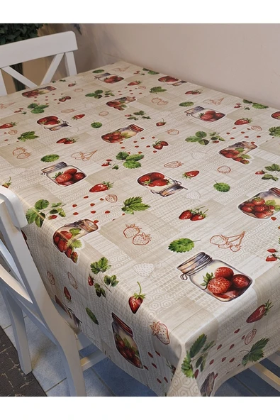 Elyaflı Pvc Muşamba - Desenli Silinebilir Masa Örtüsü ( GRİ ) - Resim 3