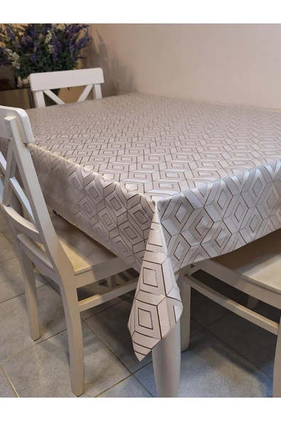 GÜMÜŞ PARLAK SİLİNEBİLİR MASA ÖRTÜSÜ - ELYAFLI PVC MUŞAMBA - Resim 5