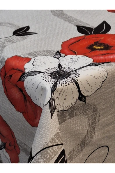 Elyaflı Pvc Muşamba - Desenli Silinebilir Masa Örtüsü ( TURUNCU ) - Resim 11