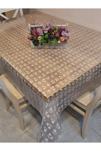 Şeffaf 0.018 Mm Pvc Muşamba - Desenli Silinebilir Şeffaf Masa Örtüsü - Resim 3