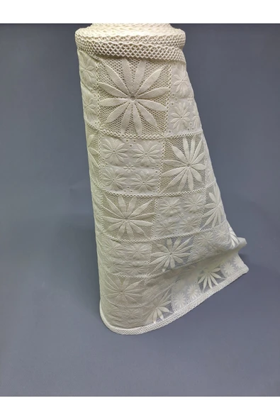 PVC KÜPÜR DANTEL RAF VE DOLAP ÖRTÜSÜ RUNNER  (KREM) - Resim 4