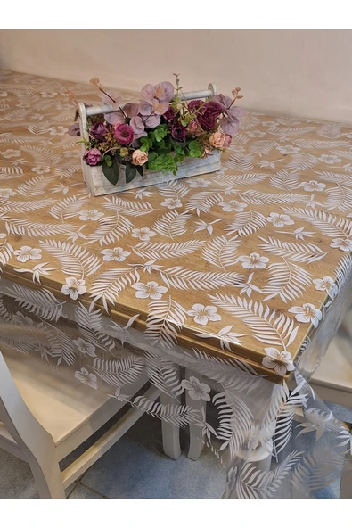 Şeffaf 0.018 Mm Pvc Muşamba - Desenli Silinebilir Şeffaf Masa Örtüsü - Resim 4