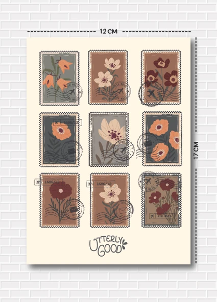 Utterly Good Pul Temalı 5'li Sticker  Bullet Journal  Notebook  Ajanda  Scrapbook Için Uygun Set - Resim 3