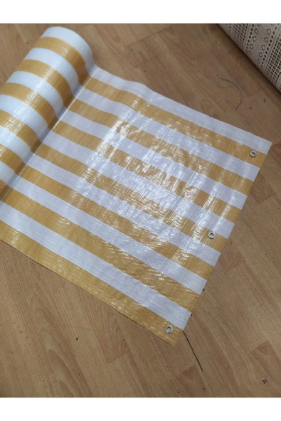 67x150cm Sarı Beyaz Çizğili Pilsa Balkon Brandası(istediğiniz Ölçü Kadar Adeti Çoğaltabilirsiniz ) - Resim 2