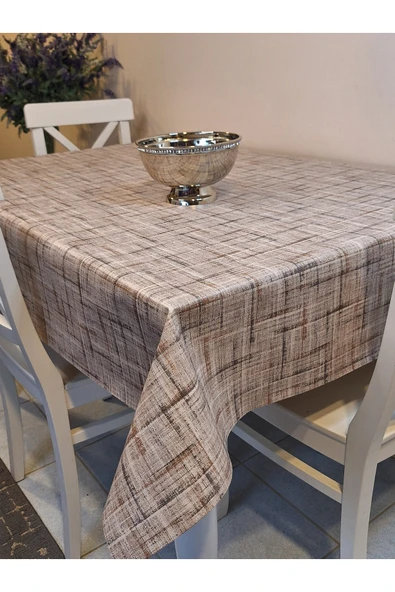 Elyaflı Pvc Muşamba - Desenli Silinebilir Masa Örtüsü ( AÇIK KAHVE ) ürün görseli