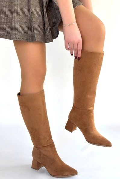 Seribo Sivri Burun Fermuarsız Kadın Çizme - Resim 4