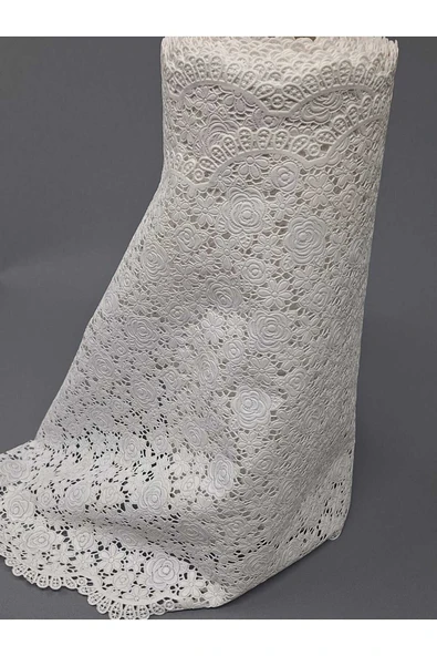 Pvc Küpür Dantel Raf Ve Dolap Örtüsü Runner Beyaz 35 Cm Eninde - Resim 4