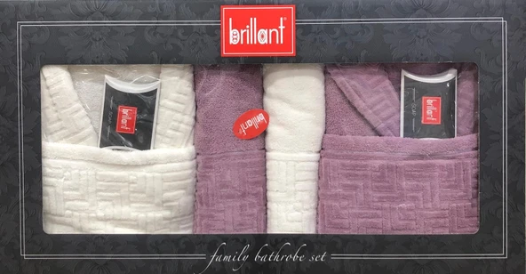 Brillant Kısmi Kadife %100 Pamuklu 8 Parça Aile Bornoz Seti - Resim 4