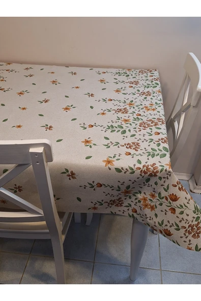 Elyaflı Pvc Muşamba - Desenli Silinebilir Masa Örtüsü ( BEJ ) - Resim 4